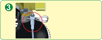 グリーンバルブ付ボンベ：（3）チューブが接続部にきちんと装着されているか確認してください。