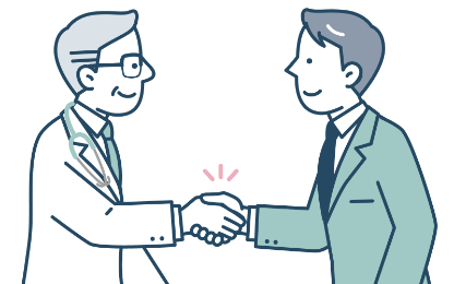医師とサラリーマン風の男性が握手をしているイラスト